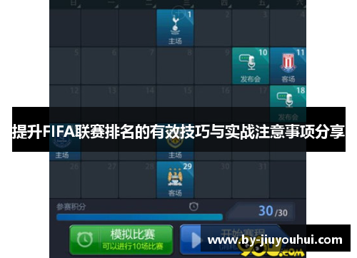 提升FIFA联赛排名的有效技巧与实战注意事项分享 提升FIFA联赛排名的有效技巧与实战注意事项分享